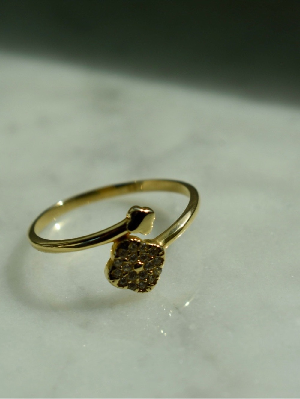 14k Gold Floral Pavé Ring - Women Jewelry